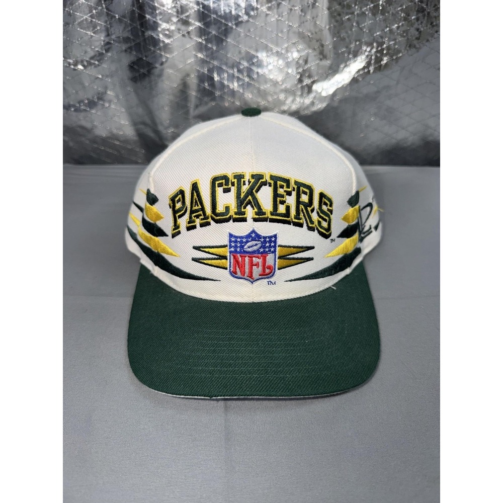 Vintage Green Bay Packers Diamond Cut Hat Snap Back Mens NFL Logo Athletic 90s